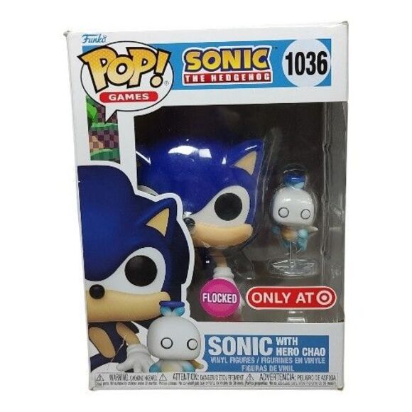 Funko Pop! Games Sonic the Hedgehog & Hero Chao 1036 Vinyl Figures Flocked NEW - Picture 9 of 16